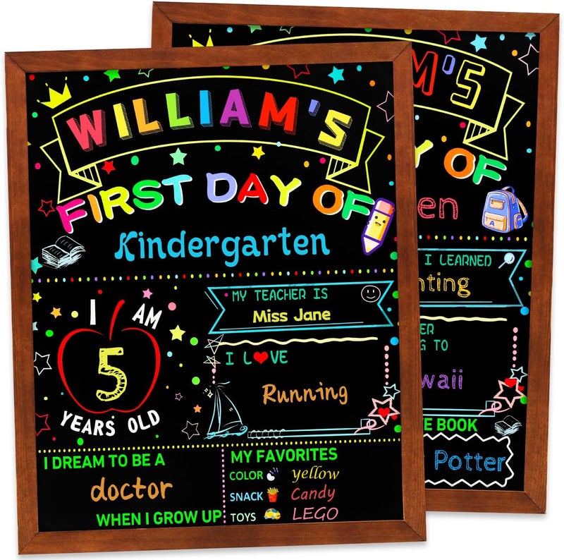multiwins First and Last Day of School Double Sided Sign with Frame- 14”x11” Reusable Dry Erase Board - Back to School Supplies for Kindergarten Preschool - Image 1